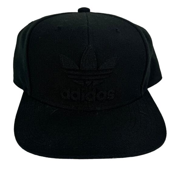 Adidas Big Trefoil Logo Snapback Hat Cap All Black 2016 Snapback - Picture 1 of 10
